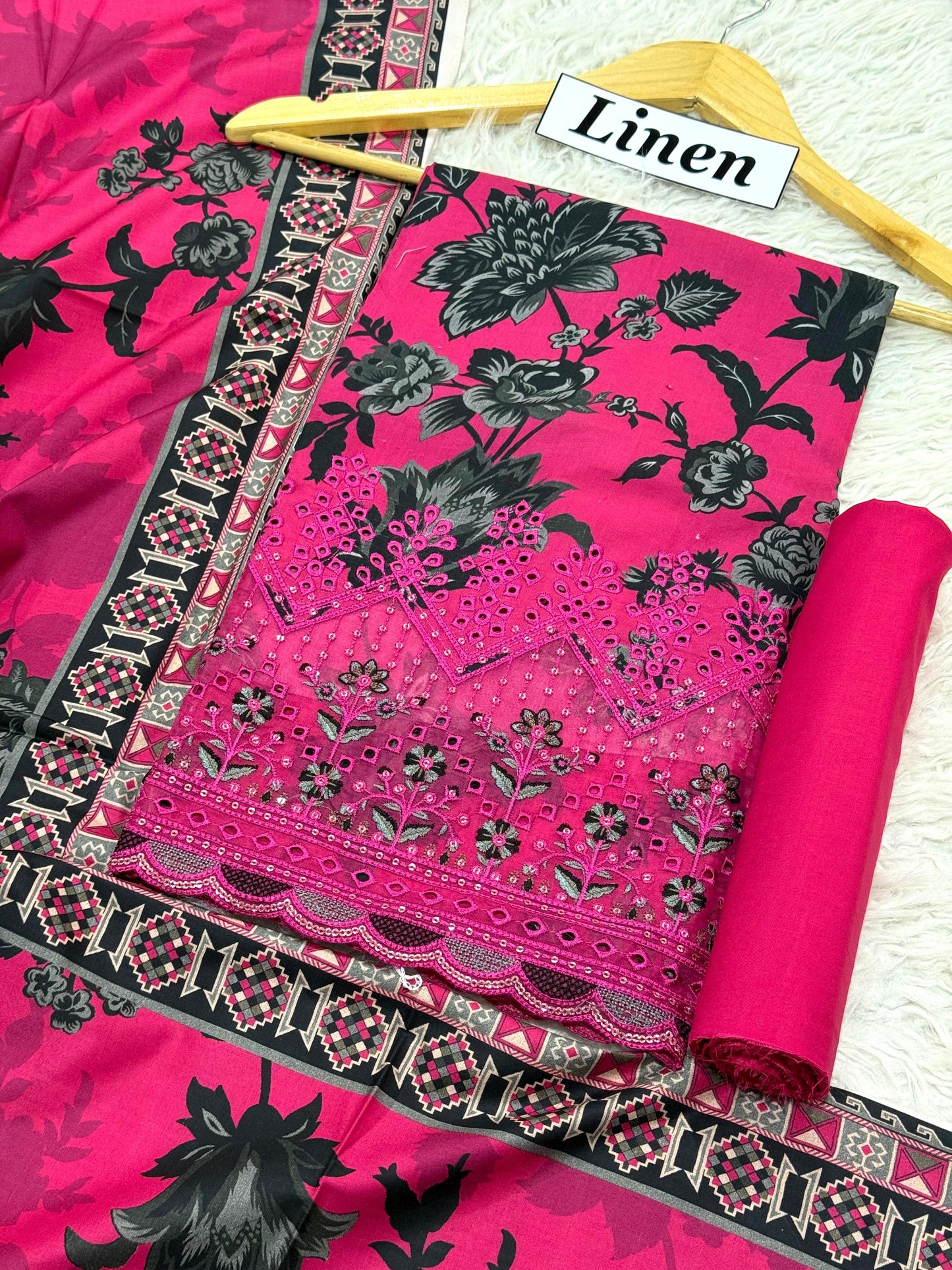 LINEN 3pc DAMAN Embroidered