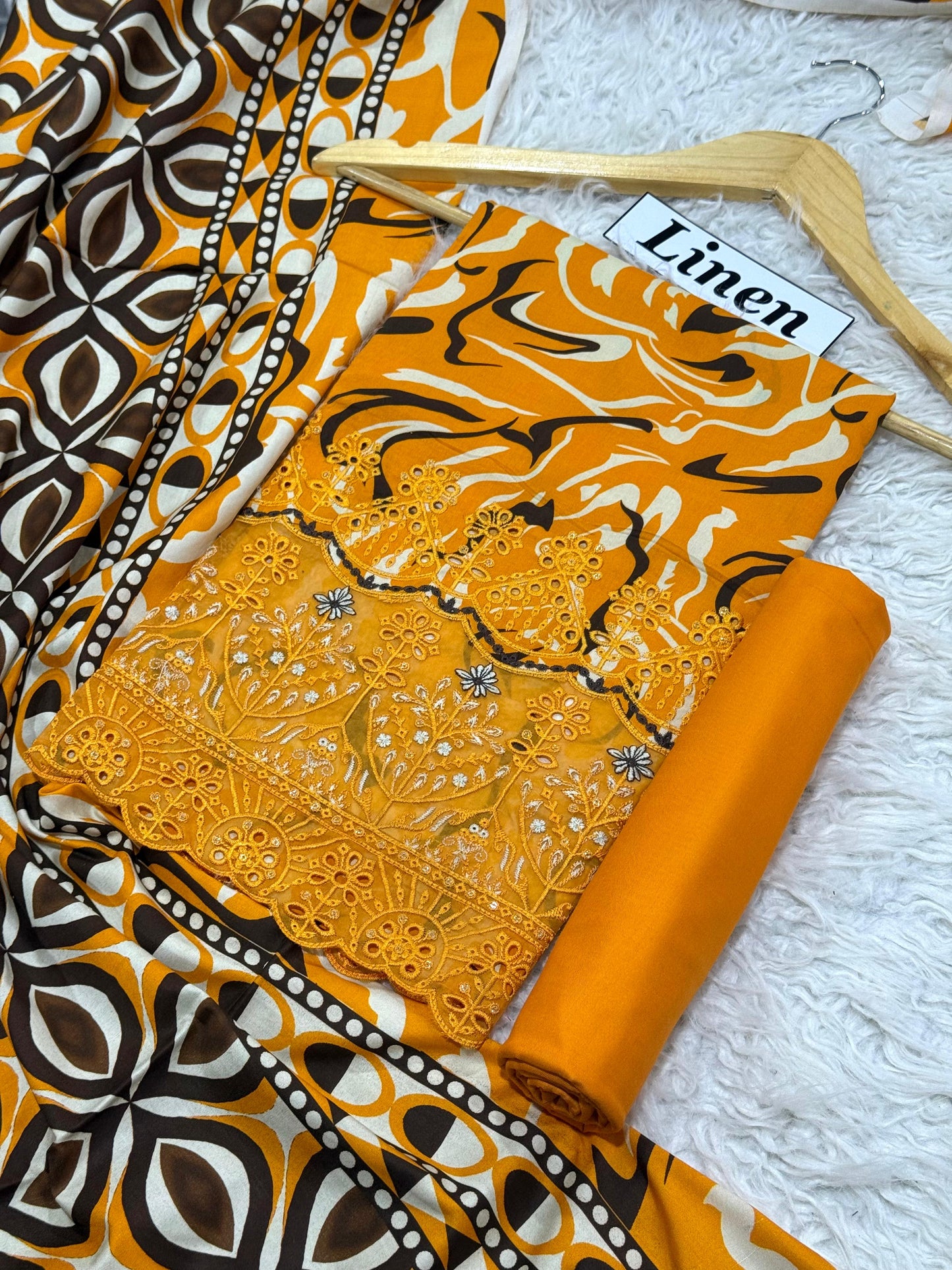 LINEN 3pc DAMAN Embroidered