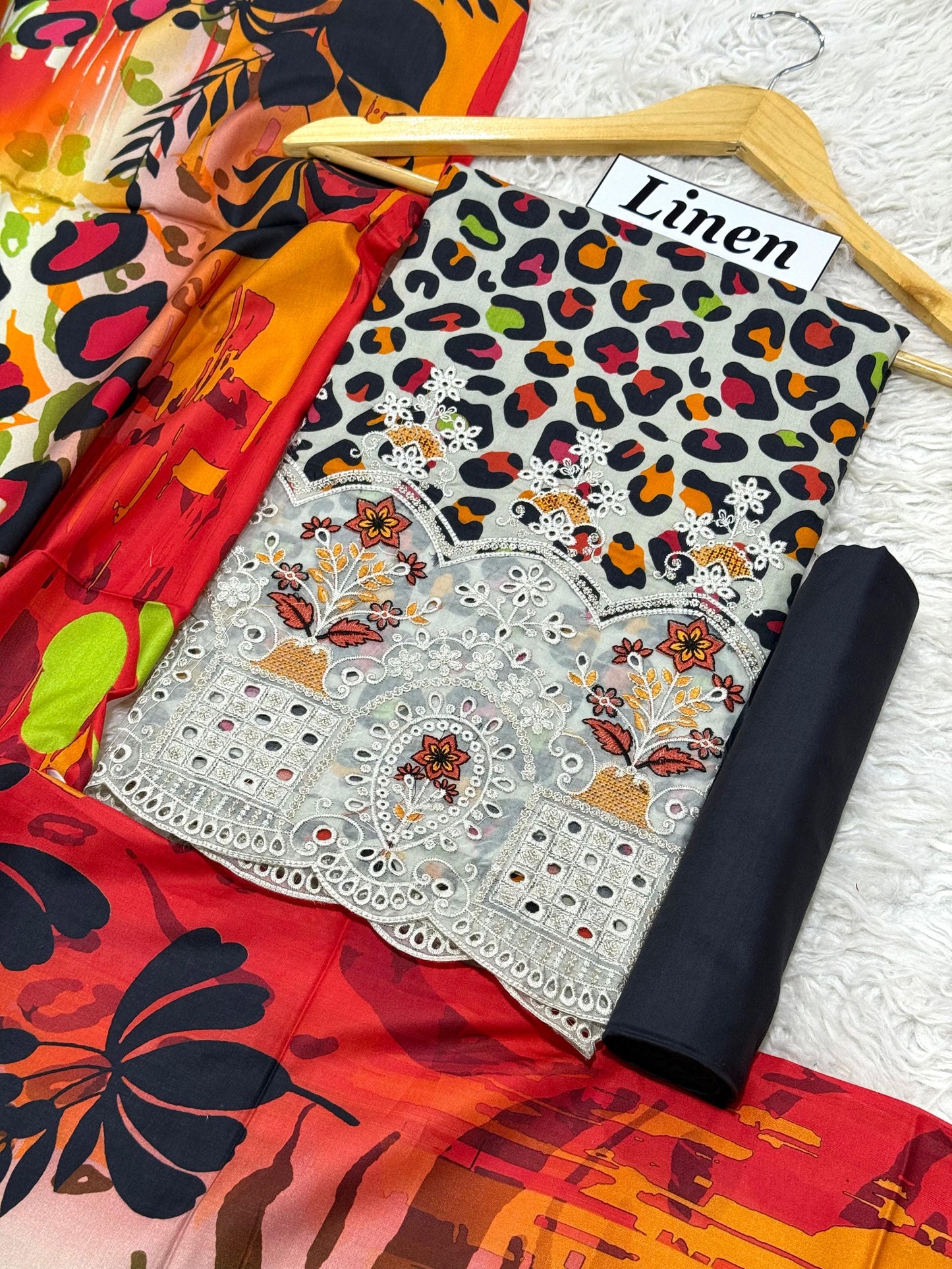 LINEN 3pc DAMAN Embroidered
