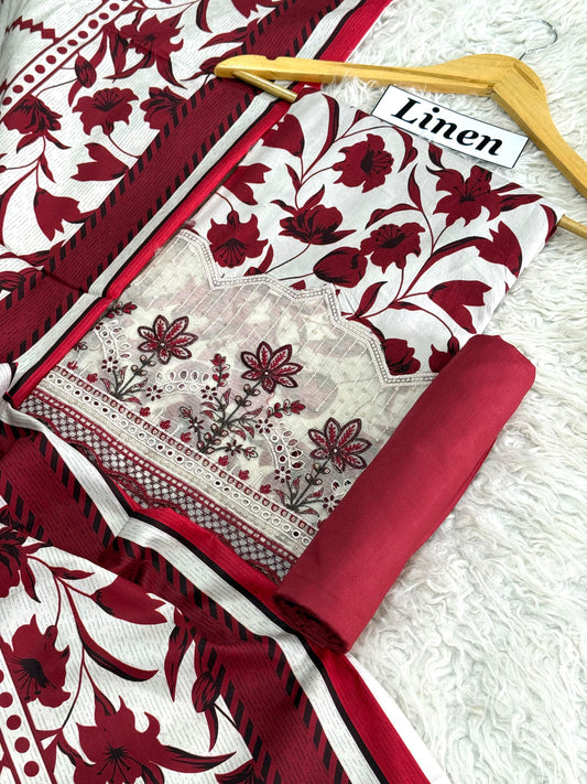 LINEN 3pc DAMAN Embroidered