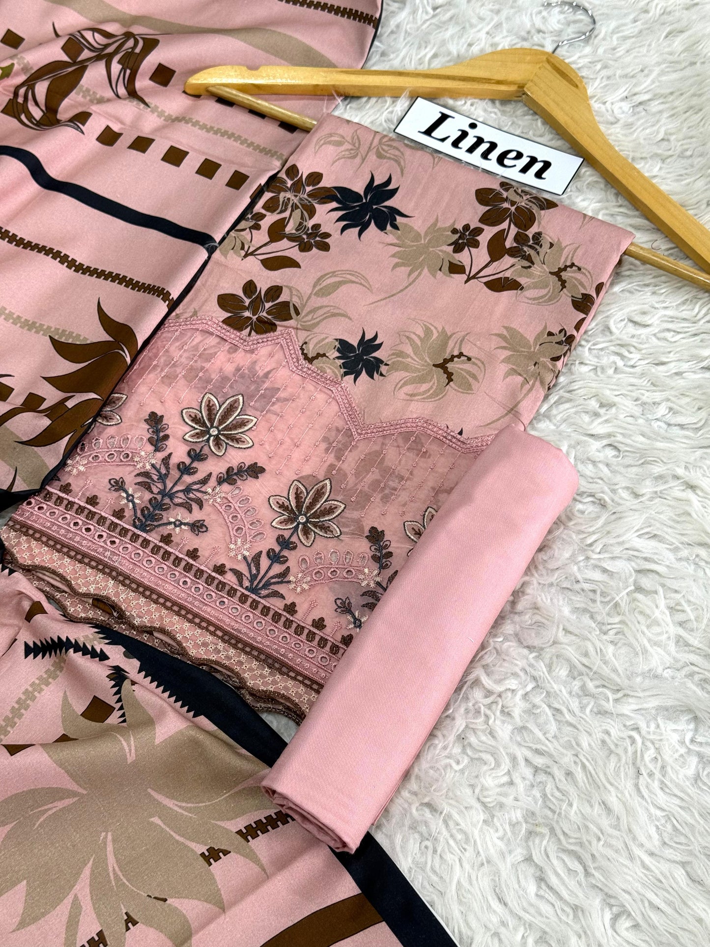 LINEN 3pc DAMAN Embroidered