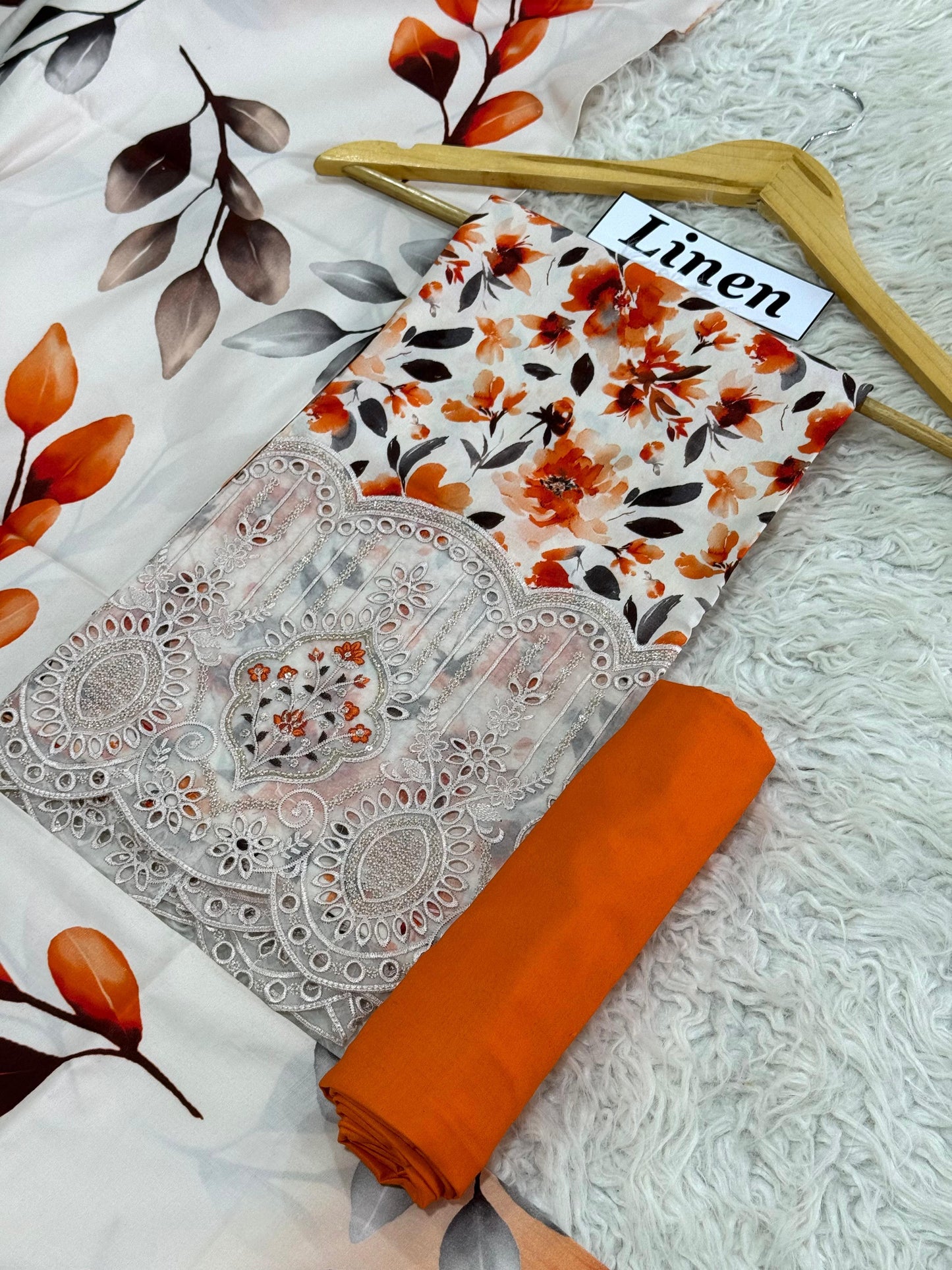 LINEN 3pc DAMAN Embroidered
