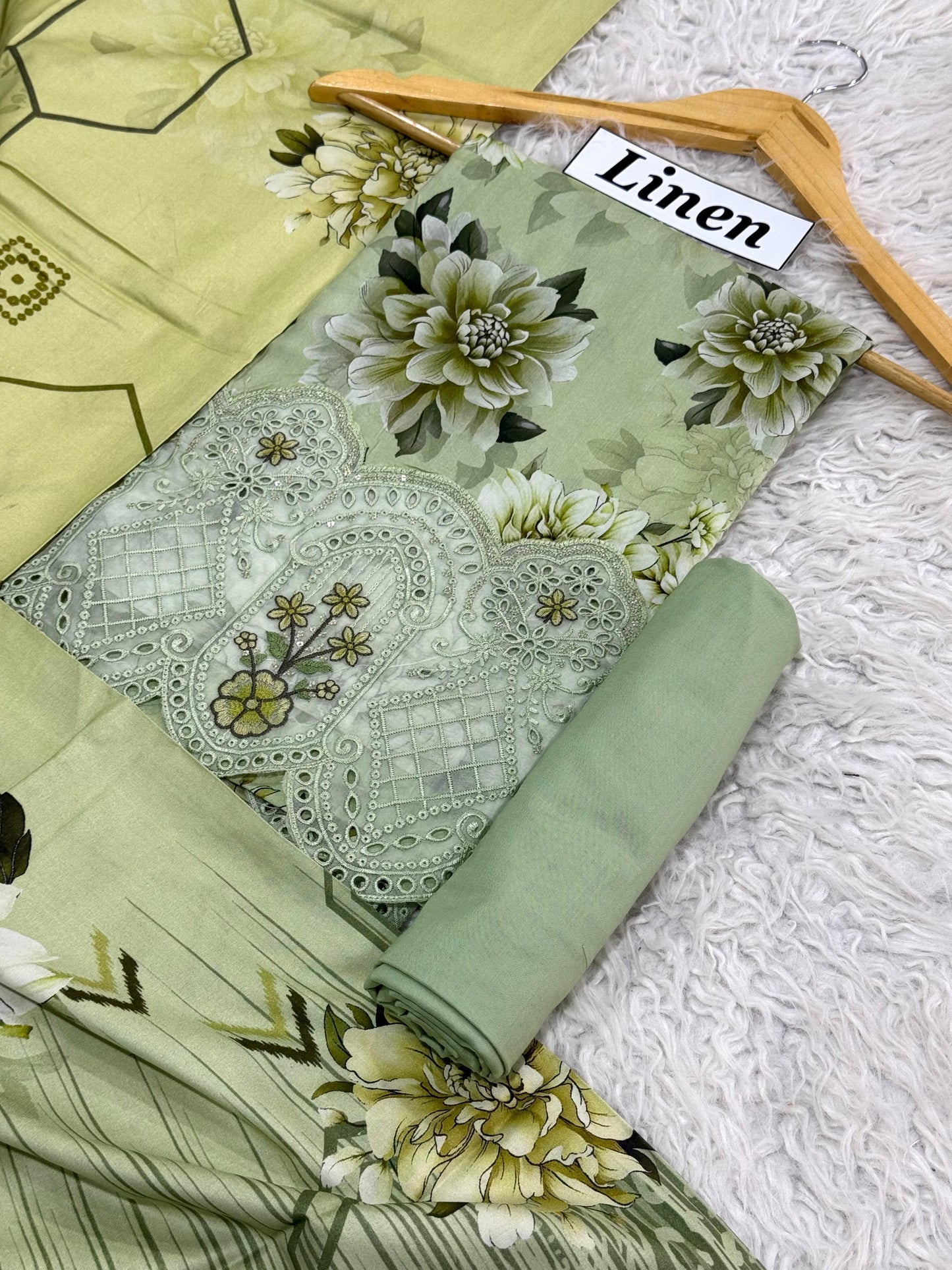 LINEN 3pc DAMAN Embroidered